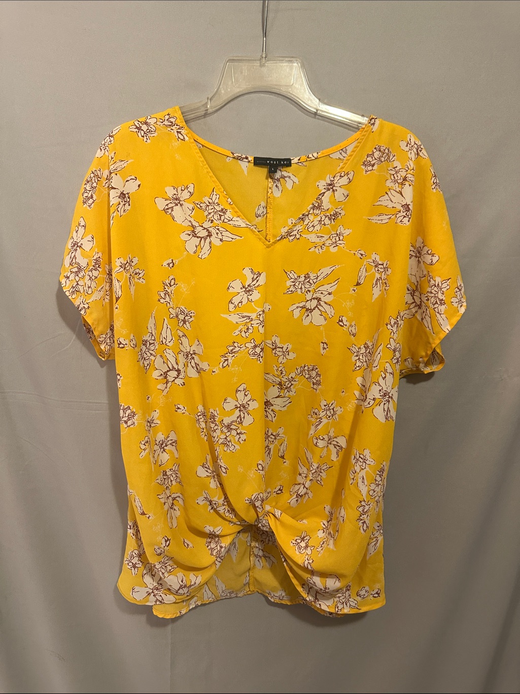 West Kei Yellow Floral Twist-Front Blouse
